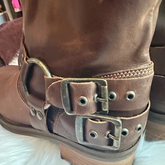 NWTS Dingo Brown Leather Buckle Heeled Harlee Motorcycle Boots Sz 9 - Picture 9 of 14
